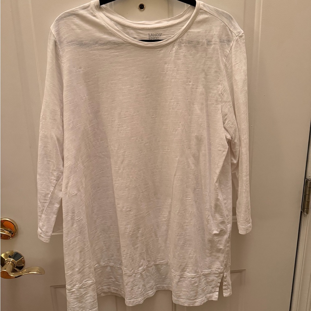 Lands' End Women's White Long-Sleeve Tunic